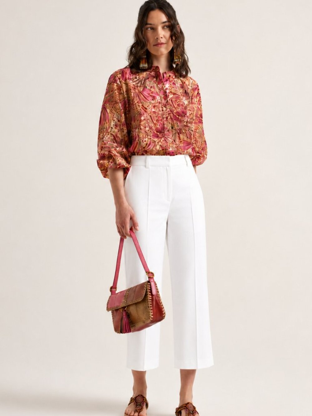 Maliparmi White Wide Leg Cropped Trousers Pants Made in Italy IT 40 Womens